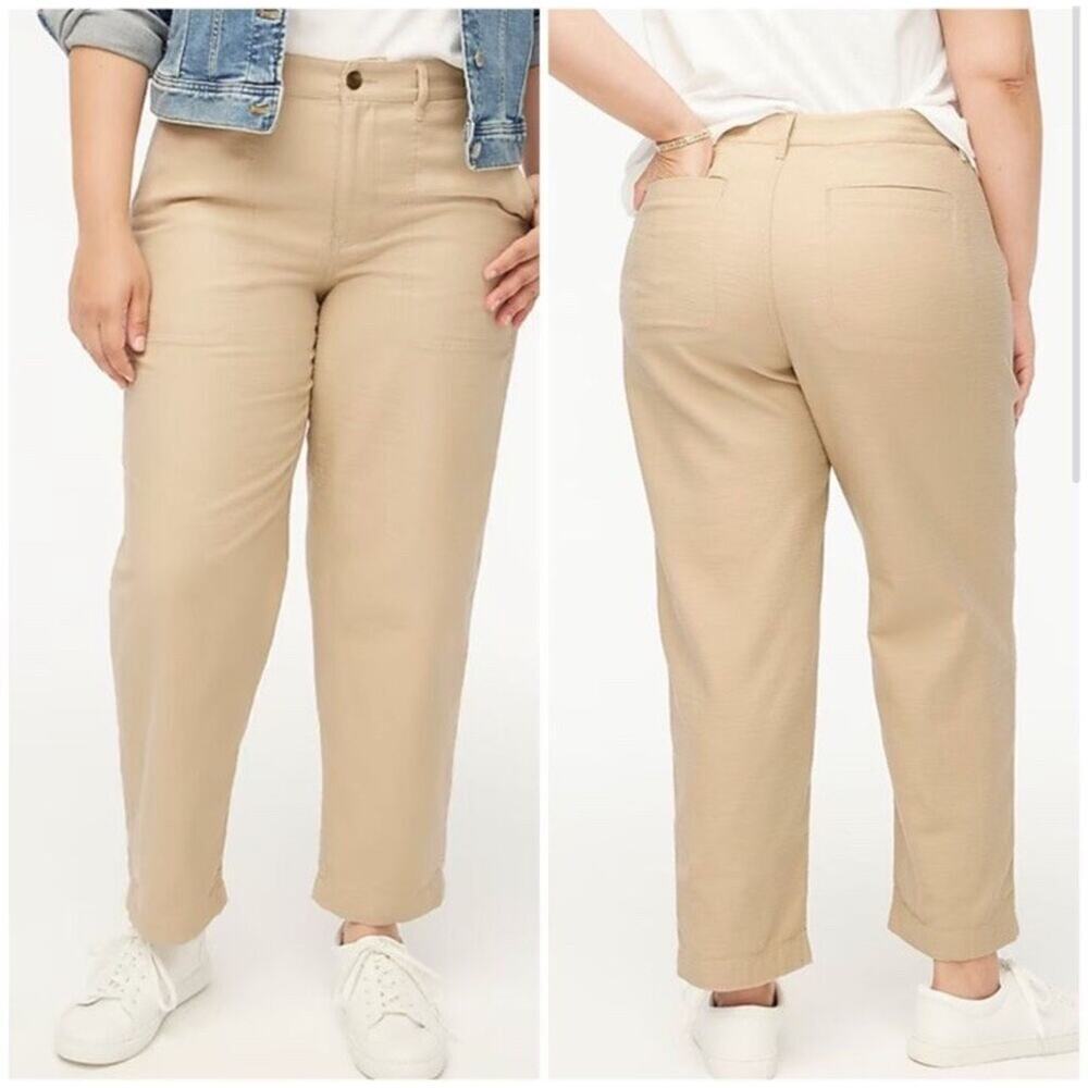 J. Crew Pants Women's Size 18 100% Cotton Camp Pants‎ Khaki Crop Straight BJ493